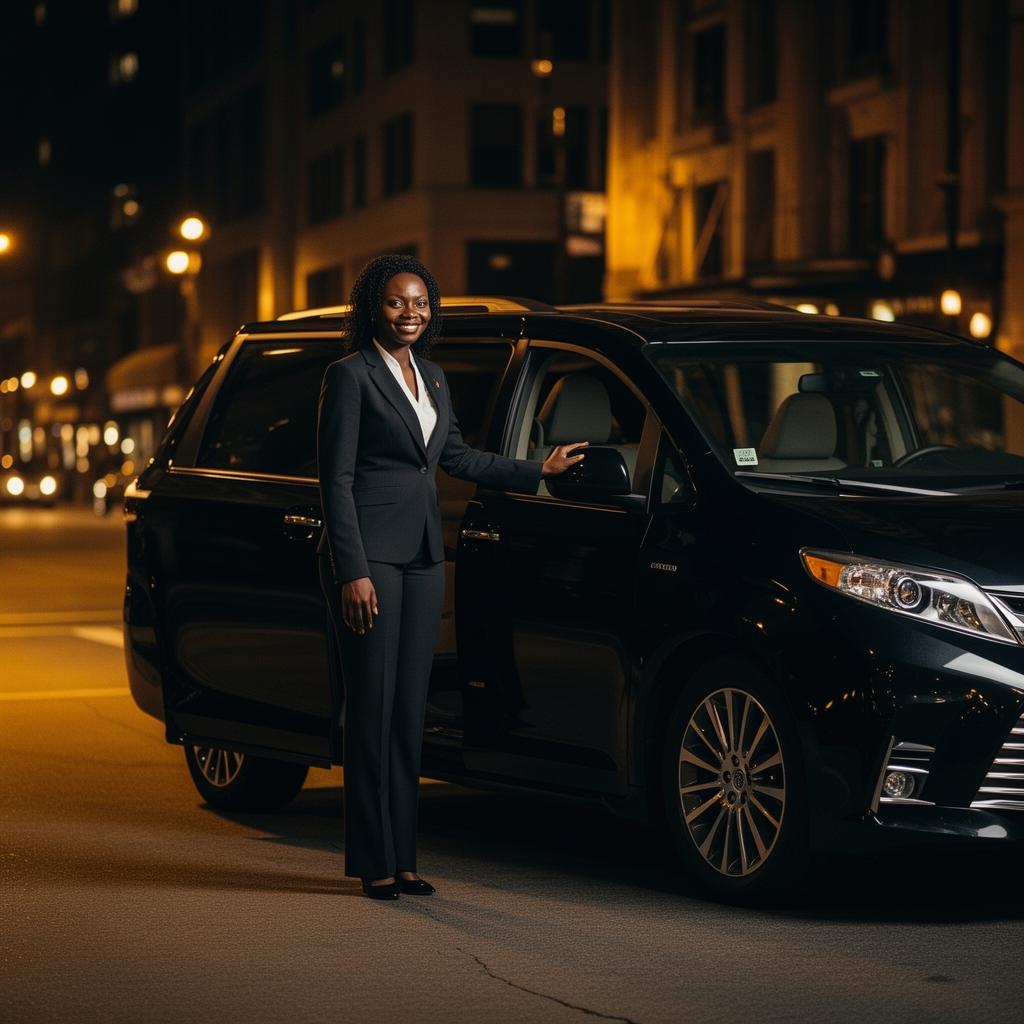 Professional Brooklen chauffeur opening a luxury vehicle door